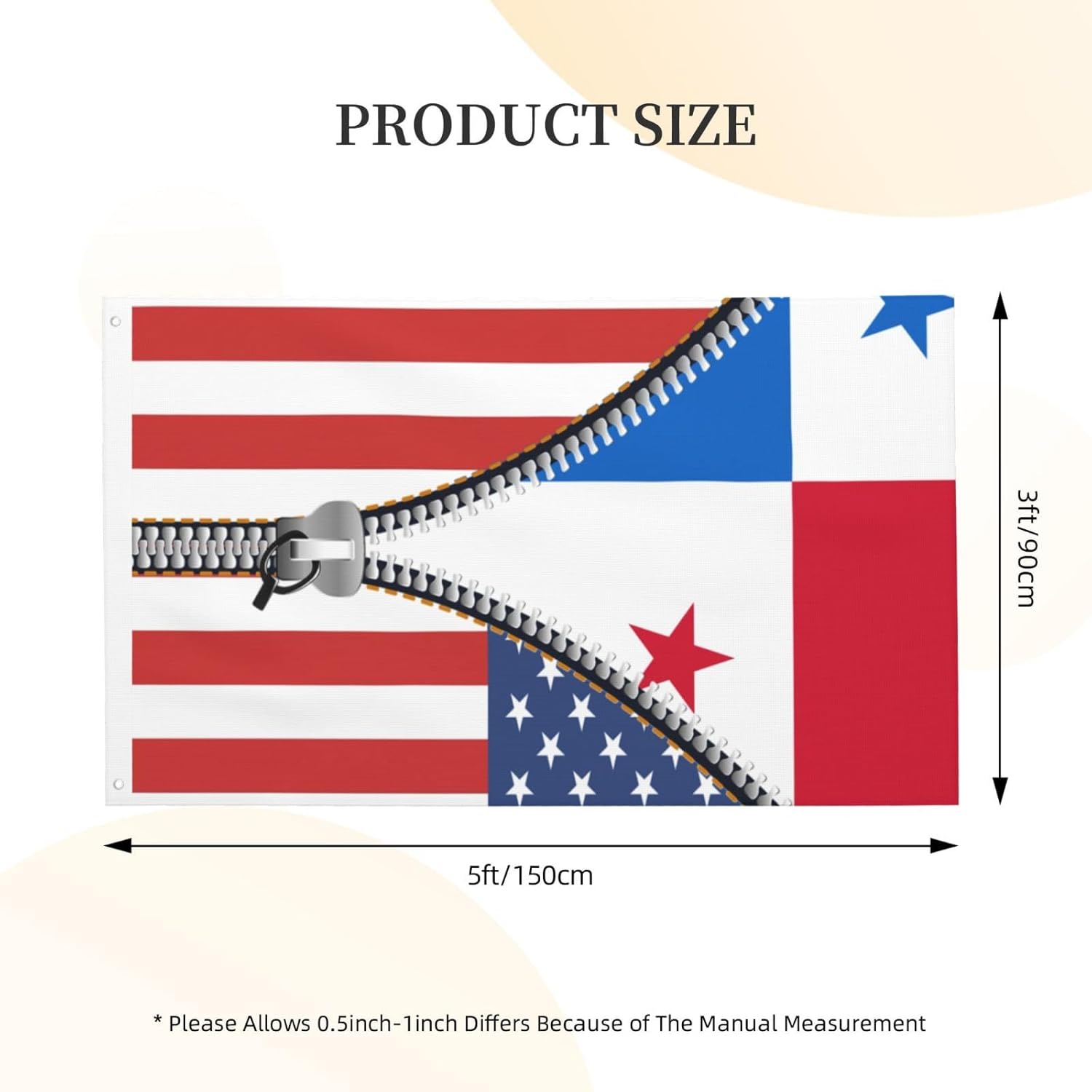 Bandera de Panamá de Estados Unidos de 3 x 5 pies, bandera panameña de doble cara, grande para pared, dormitorio, sala de estar, decoración colgante