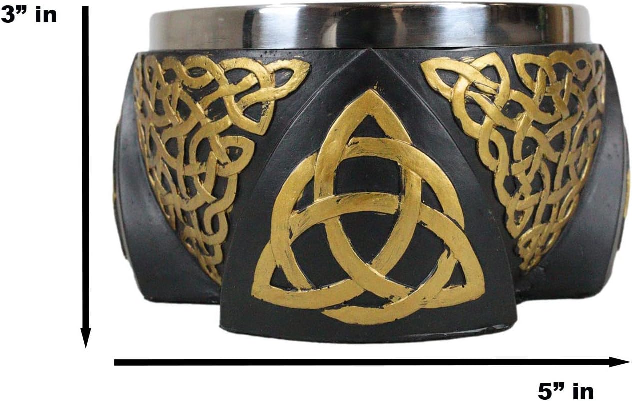 Ebros Gift Wicca Metafísica Energía Positiva Espiritual Divinidad Celta Triquetra Trinidad Nudo Manchas Cuenco Estatuilla Rascador Recipiente