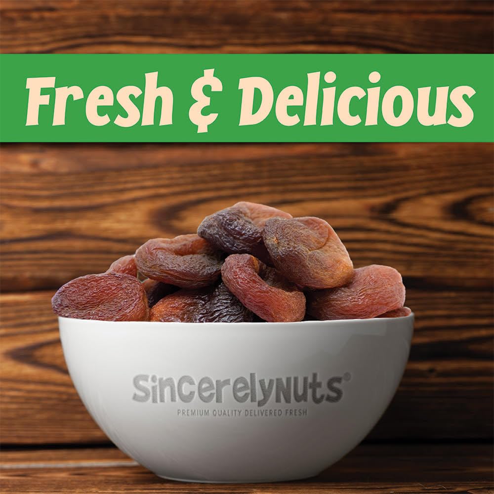 Sincerely Nuts Albaricoques turcos secos orgánicos  Bolsa de tres libras  Fruta de albaricoque sin hueso saludable  Snack vegano crudo  Deshidratado