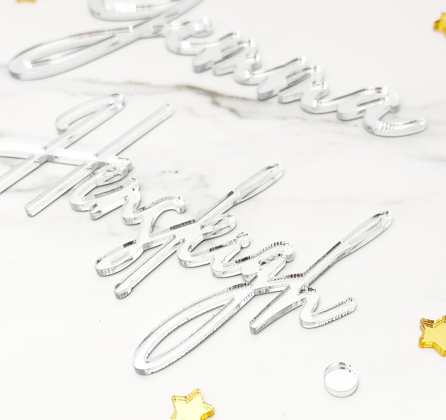 Custom Acrylic Cake Name Plaque  NEXT DAY SHIPPING  Acrylic Cake Name for 4” 6” 8” 10” Cake  Wedding Place Card  Gold Mirror Acrylic  Cake