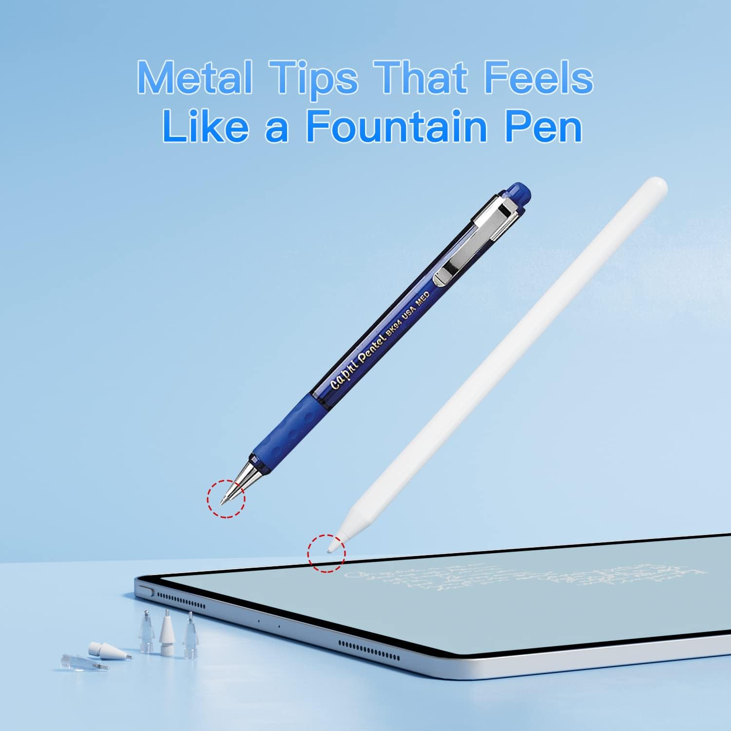 Puntas de repuesto de metal para Apple Pencil de 12 generación, punta fina, control similar a un bolígrafo, compatible con lápiz iPad, no se