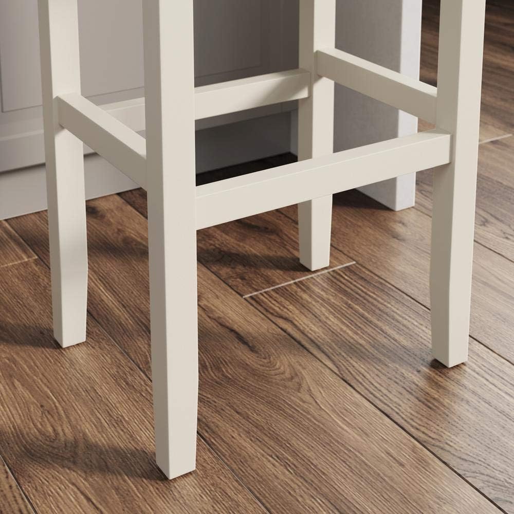 Nathan James Hylie Juego de 2 taburetes de madera para cubierta de cocina, altura de pub, 24 pulgadas, tupido, con tachuelas de tapicería, grisblanco