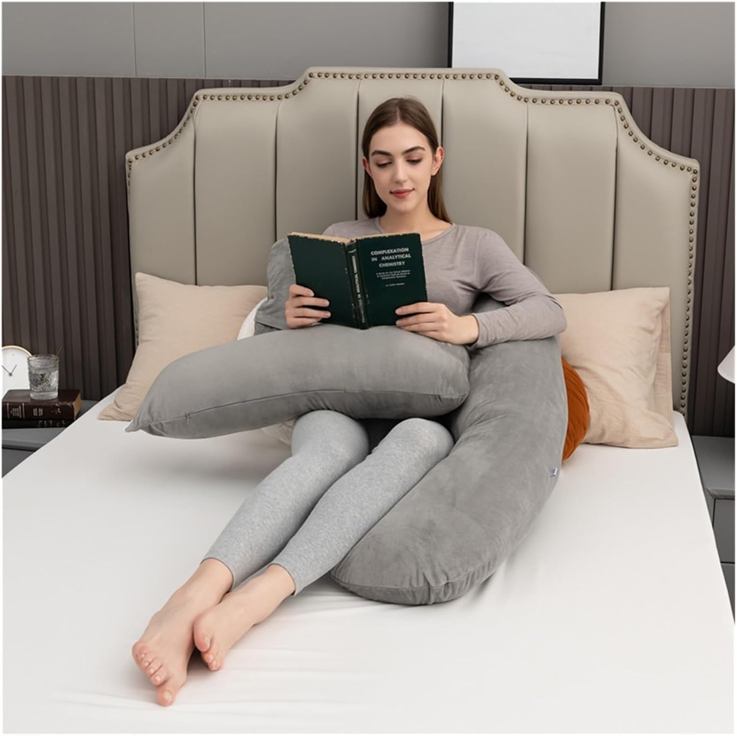 Almohada de maternidad para dormir de 58 pulgadas, almohada de cuerpo completo en forma de U con soporte de maternidad, para mujeres embarazadas,