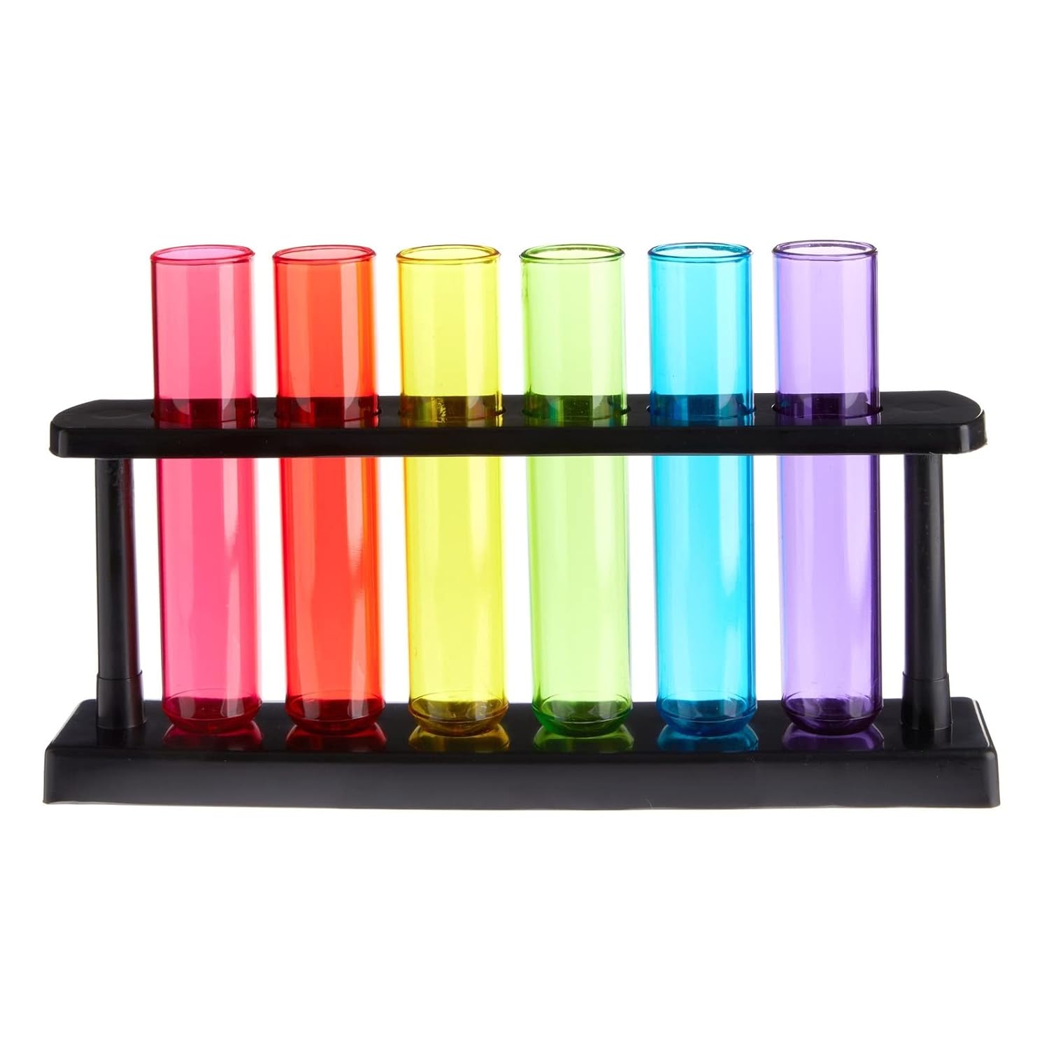 Juvale Paquete de 4 tubos de ensayo de plástico con estante para fiestas, propagación de plantas, soporte para vasos de chupito para fiestas de