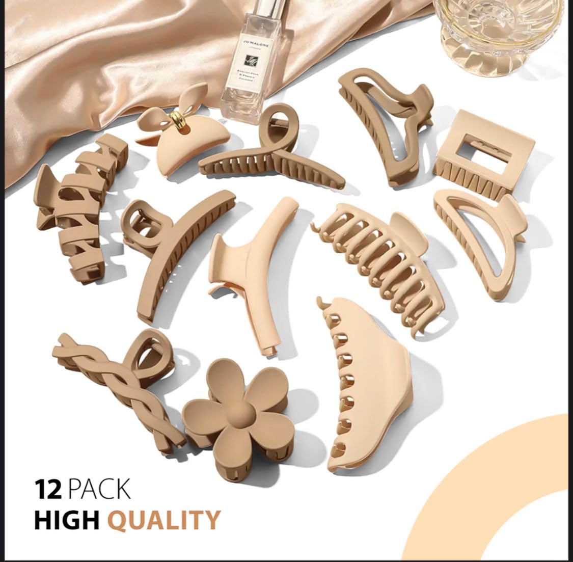 Paquete de 12 pinzas para el cabello para mujer, pinzas grandes de 4.4 pulgadas para cabello fino y grueso, pinzas de pelo de garra neutra grande,