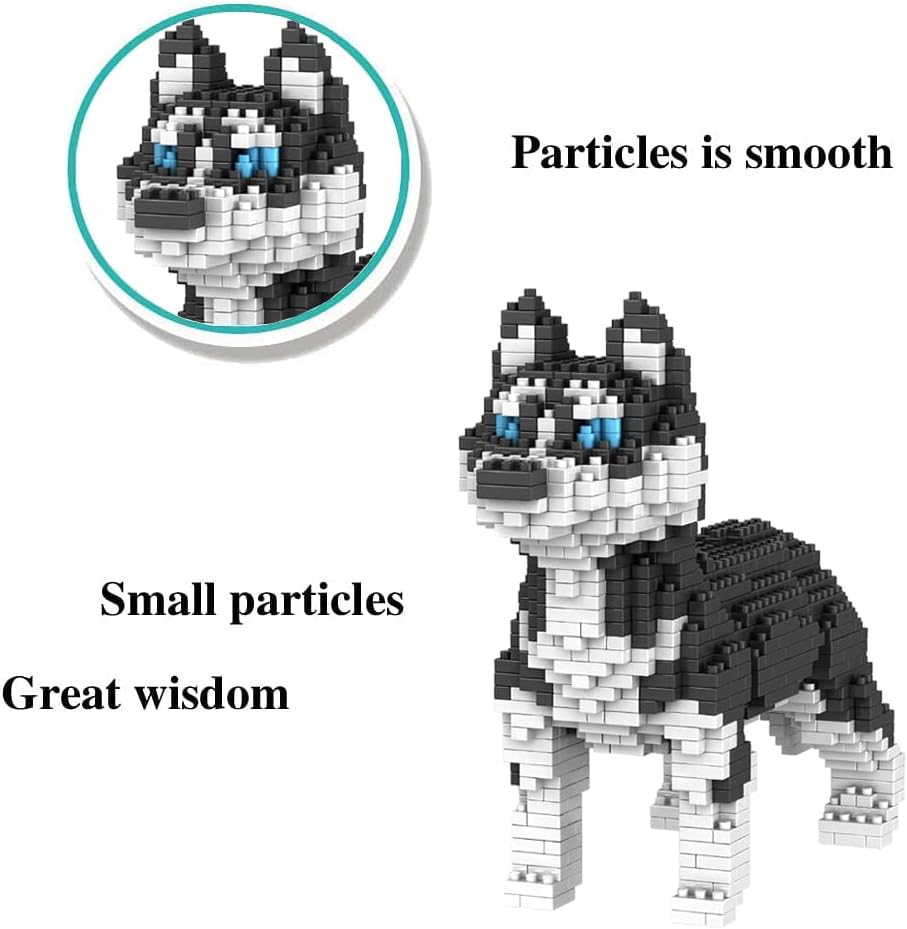 ISeeSee Juego de micro bloques de construcción de perros de construcción 3D de ladrillos de juguete para niños o adultos Husky 950PCS