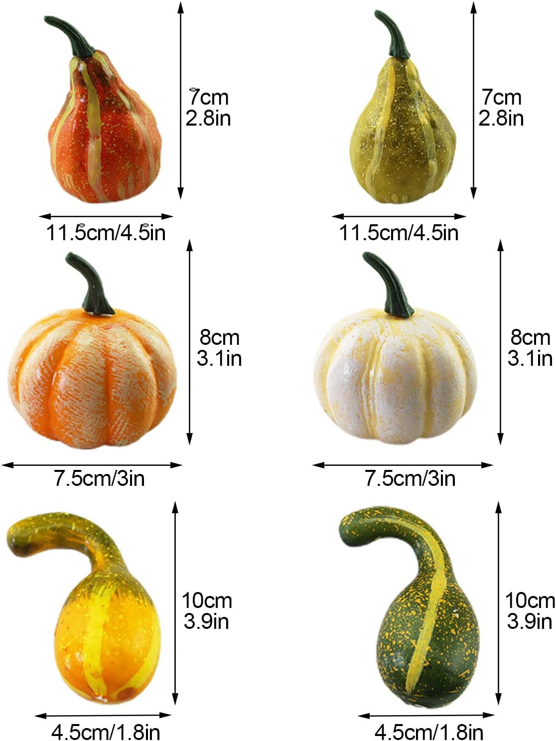 belupai Mini calabazas de espuma surtidas, calabazas falsas de simulación, pequeñas calabazas de plástico a granel para decoración de otoño,