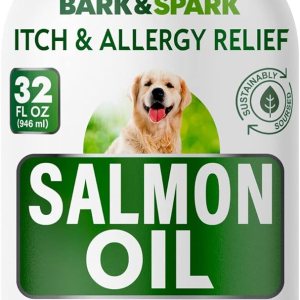 BARK&SPARK Aceite de salmón para perros y gatos – Aceite de pescado natural Omega-3 para perros – Apoyo para la piel y el pelaje – Suplemento BARK&SPARK Aceite de salmón para perros y gatos – Aceite de pescado natural Omega-3 para perros – Apoyo para la piel y el pelaje – Suplemento