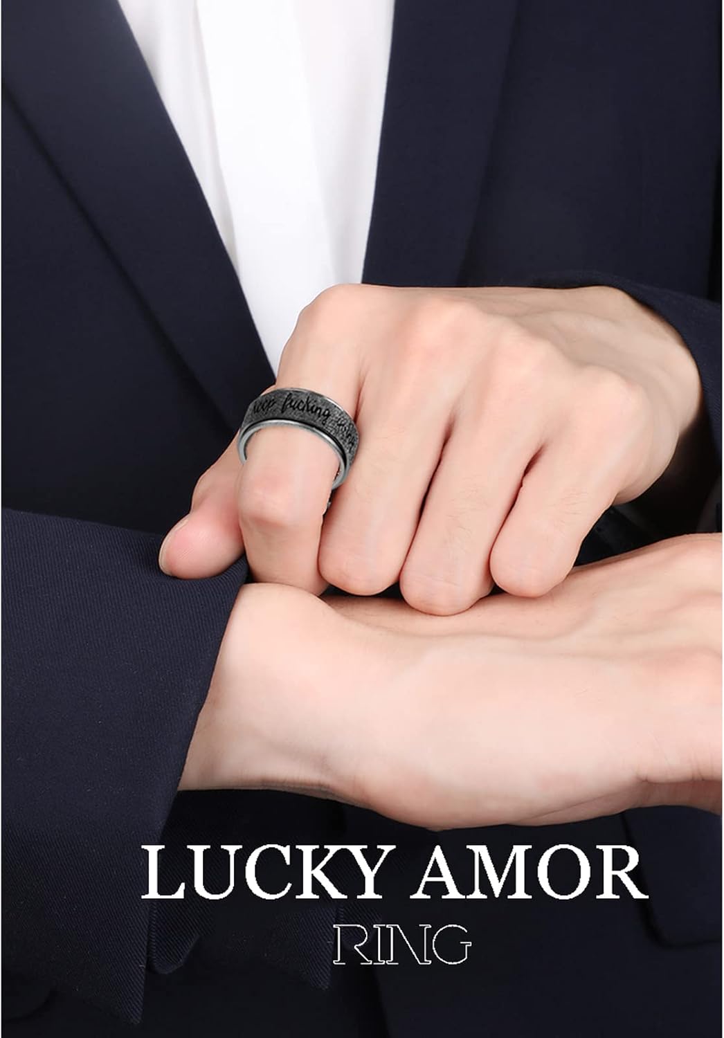 Anillo para ansiedad para mujer anillo giratorio de acero inoxidable con mantra inspirador personalizado para hombres, mujeres y amigos, regalo de