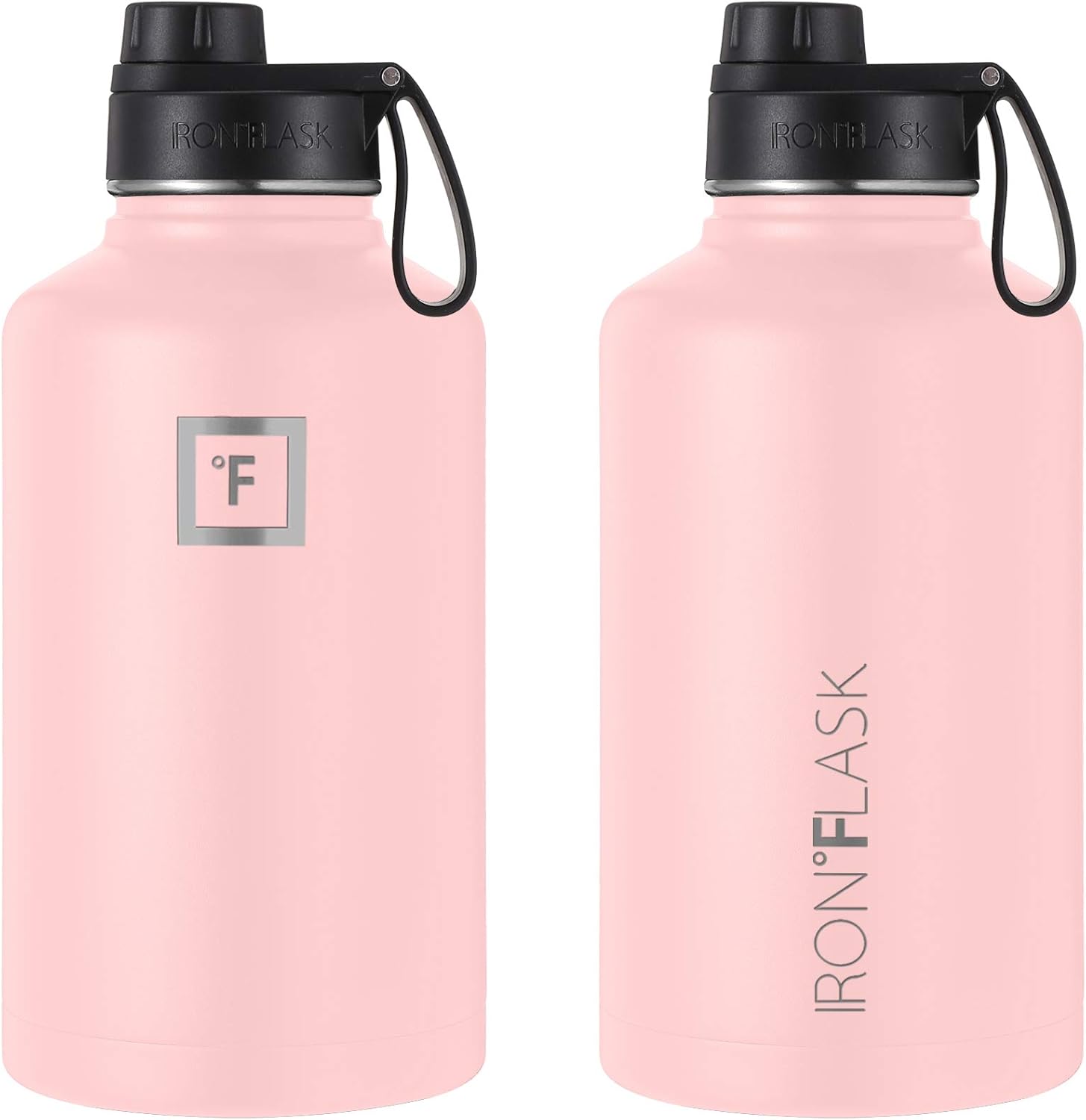 IRON FLASK – Botella deportiva de 14, 18, 22, 32, 40, 64 o 128 onzas, 3 tapas (boquilla), acero inoxidable aislado al vacío, doble pared moderna,