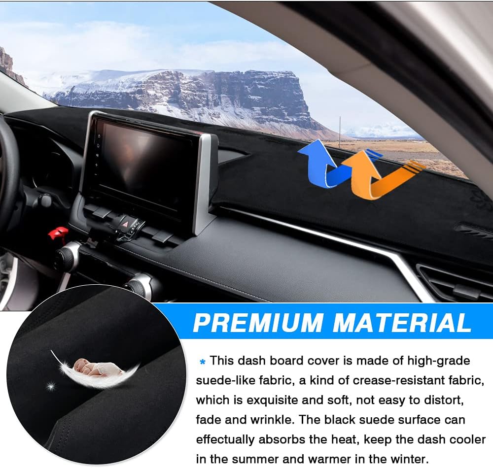 Cartist Cubierta de tablero para Toyota RAV4 2019-2022, 2023 2024, accesorios para cubierta de tablero de gamuza, protector de rayos UV