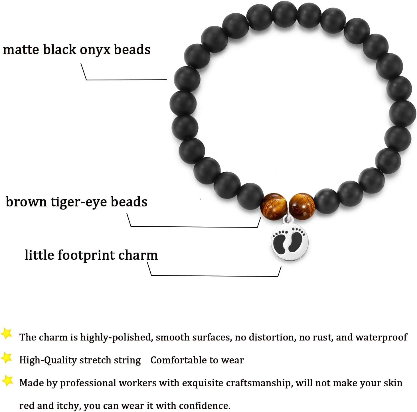 Regalos para padres nuevos para parejas, pulseras para mamá nueva y papá, Piedra, Sin gemas.