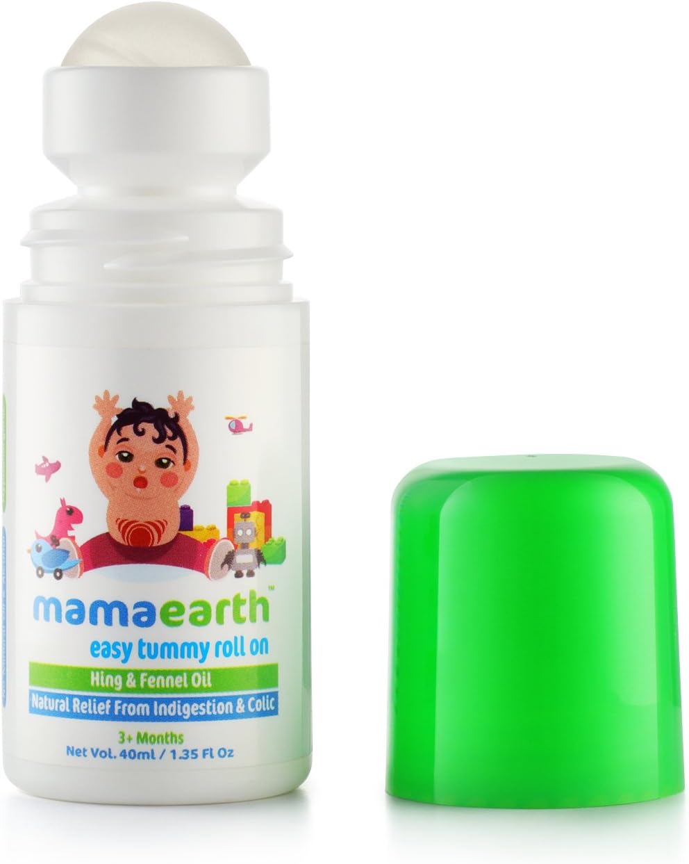 Mamaearth Easy Baby Tummy Roll On para digestión y alivio de cólicos con Hing e hinojo  Alivio de gas natural para la piel delicada de los bebés
