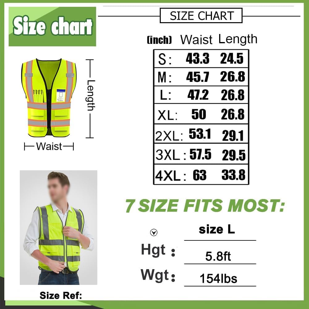 YOWESHOP Chaleco de seguridad de alta visibilidad reflectante personaliza tu logotipo ropa de trabajo de seguridad con tiras reflectantes y bolsillos