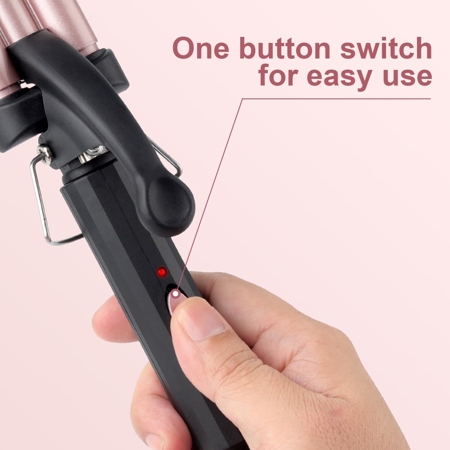 Ewopas Small Hair Crimper 3 Barrel Curling Iron Wand,12 Inch Beach Waves Curling Iron,Fast Heating, Light Weight, and is Easy to use,Mini Dual