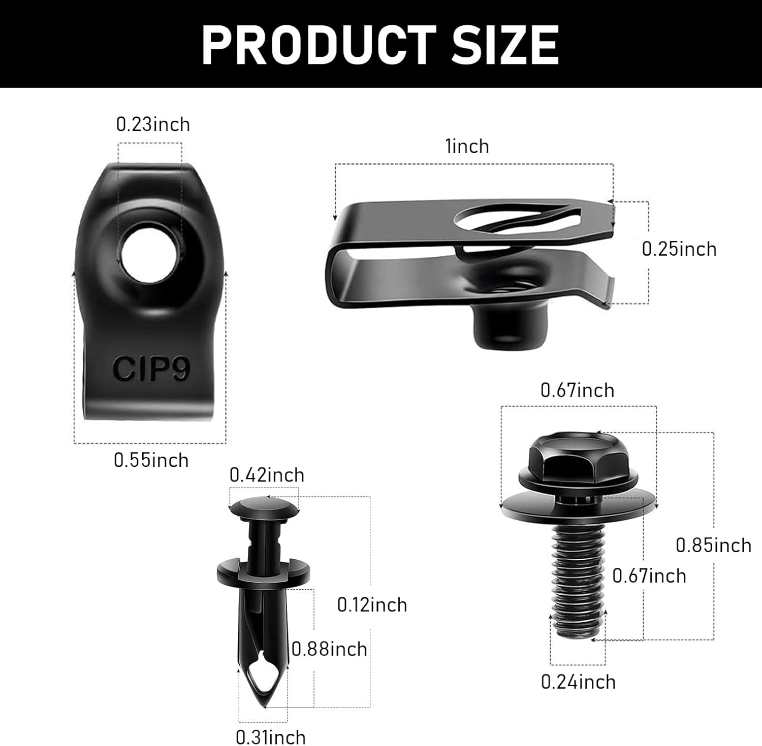 Fogfar Kit de 35 tuercas para guardabarros de automóvil, pernos de protección contra salpicaduras de capó, clips de empuje de remache de sujeción,