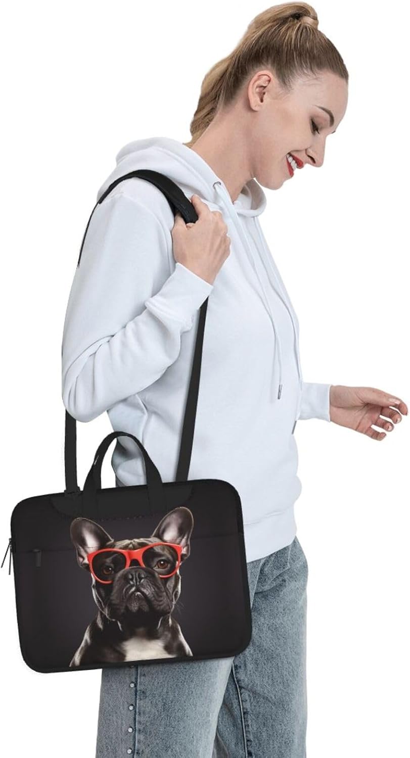 Bulldog Francés Bolsa para computadora portátil Slim Bolsa de hombro portátil Funda para computadora portátil para mujer y hombre