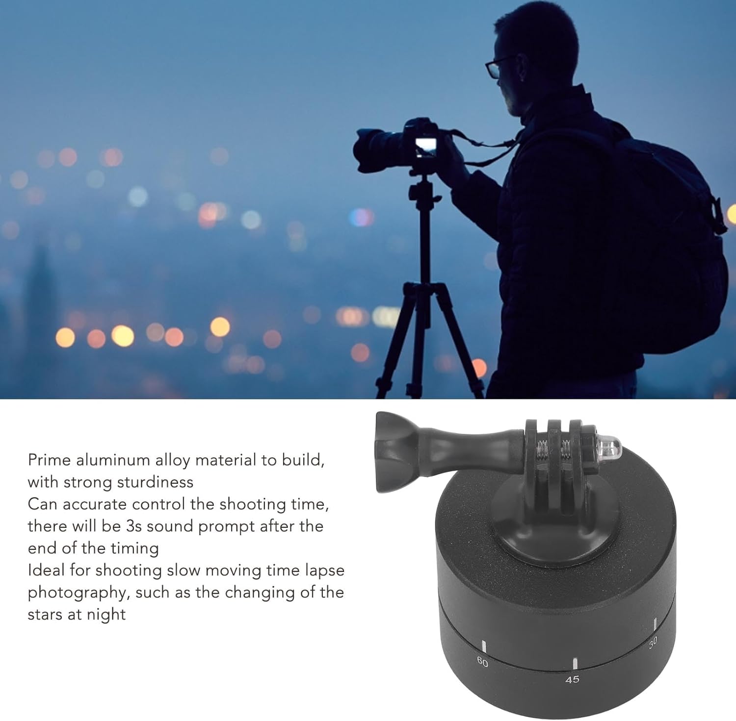 Base de panorámica panorámica para cámara, rotación de 360 grados, cabeza de trípode para fotografía, sincronización de 120 minutos, capacidad de
