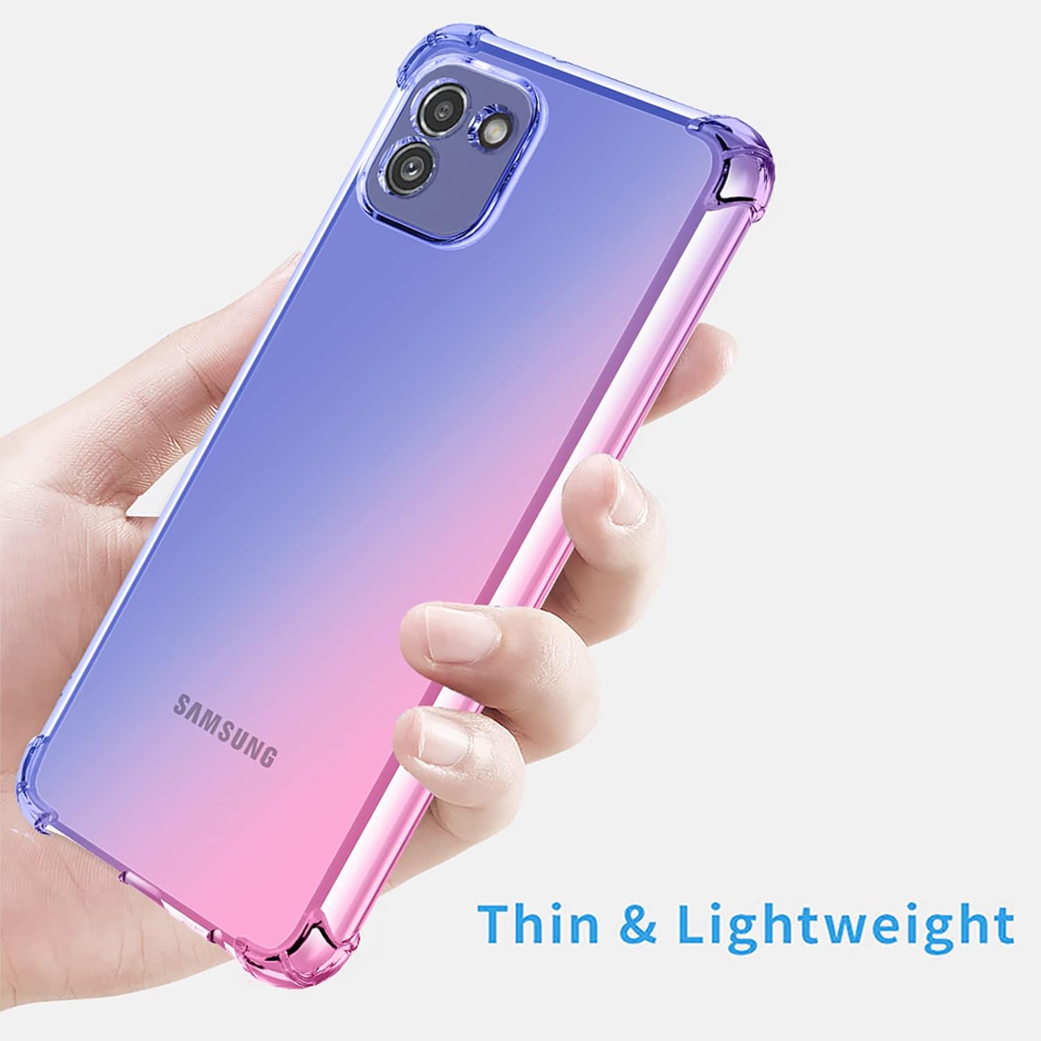 OEURVQO Funda transparente para Galaxy A03 Samsung A03 SM-A032F, transparente, lindo, degradado, colorido, delgado, suave, TPU, a prueba de golpes,
