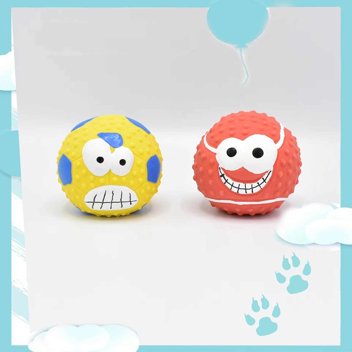 ZHENJIER Juguetes chirriantes para perros, juguete para perros que gruñe gruñidos, pelota de látex para perros pequeños y medianos, bolas