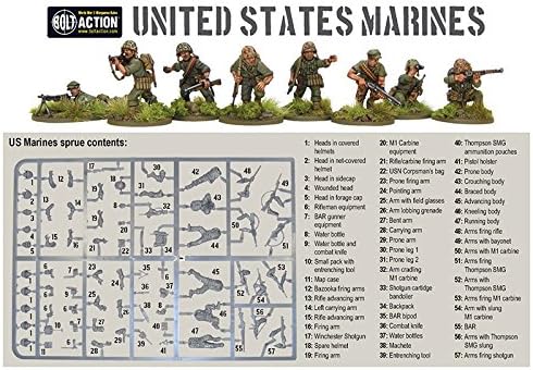 Cuerpo de Marines de EE. UU., Miniaturas de Bolt Action Wargaming de 1.102 in
