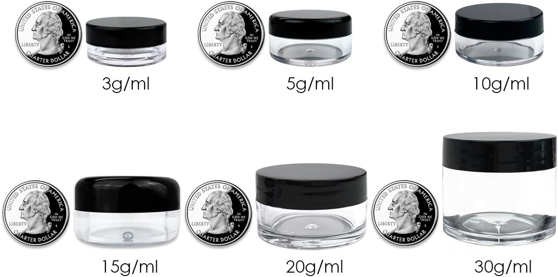 Beauticom Tarros transparentes redondos de 0.35 oz0.3 fl oz (0.35 Fl Oz) con tapas superiores redondas para cremas, lociones, maquillaje, polvos,