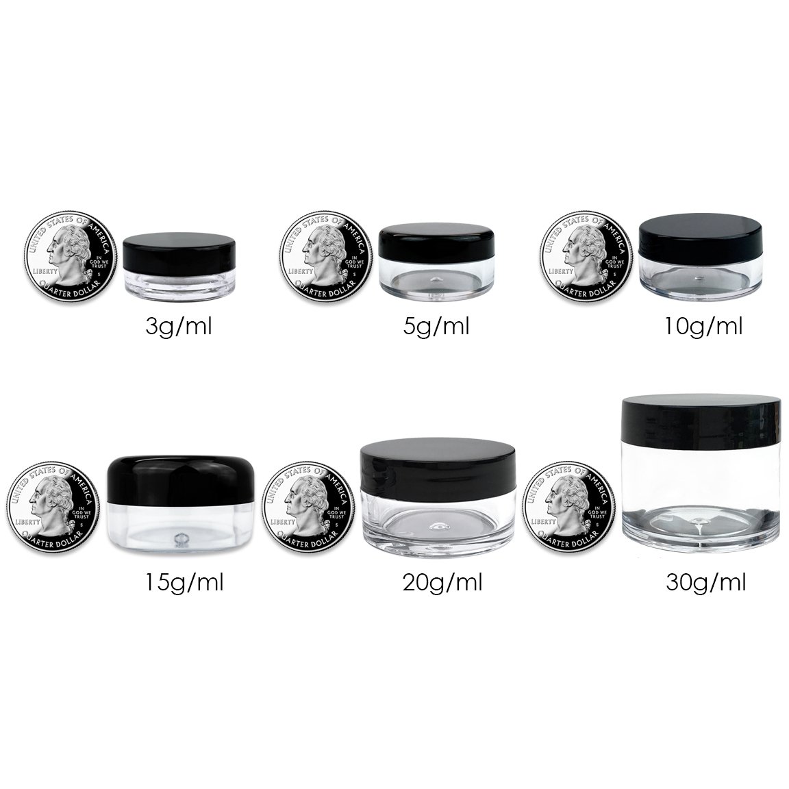 50 tarros redondos de acrílico vacíos de 5 gramos (0.17 oz)  Contenedores de plástico sin BPA para cosméticos, loción, crema, maquillaje, cuentas,