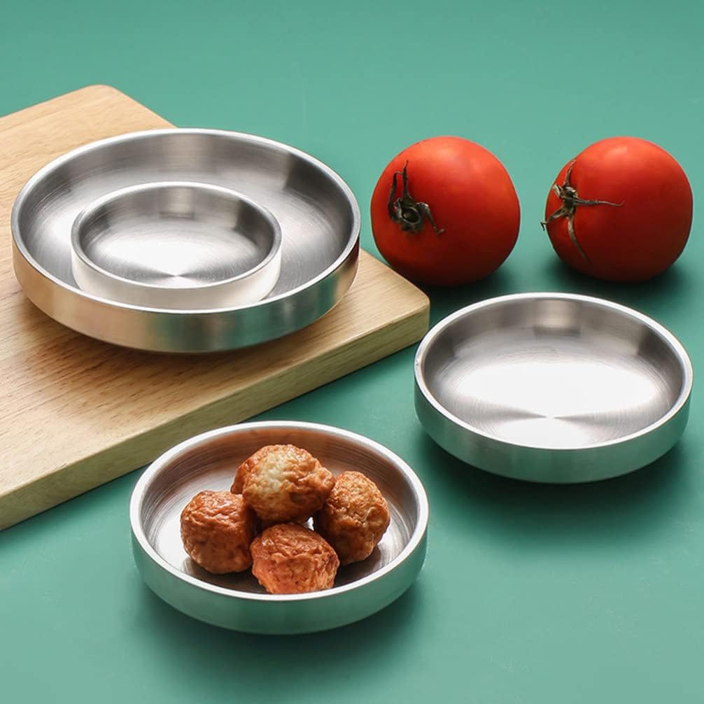 Hemoton 2pcs acero inoxidable coreano kimchi plato sopa cereales cuencos acero inoxidable doble pared aislado al vacío tazón coreano plato de