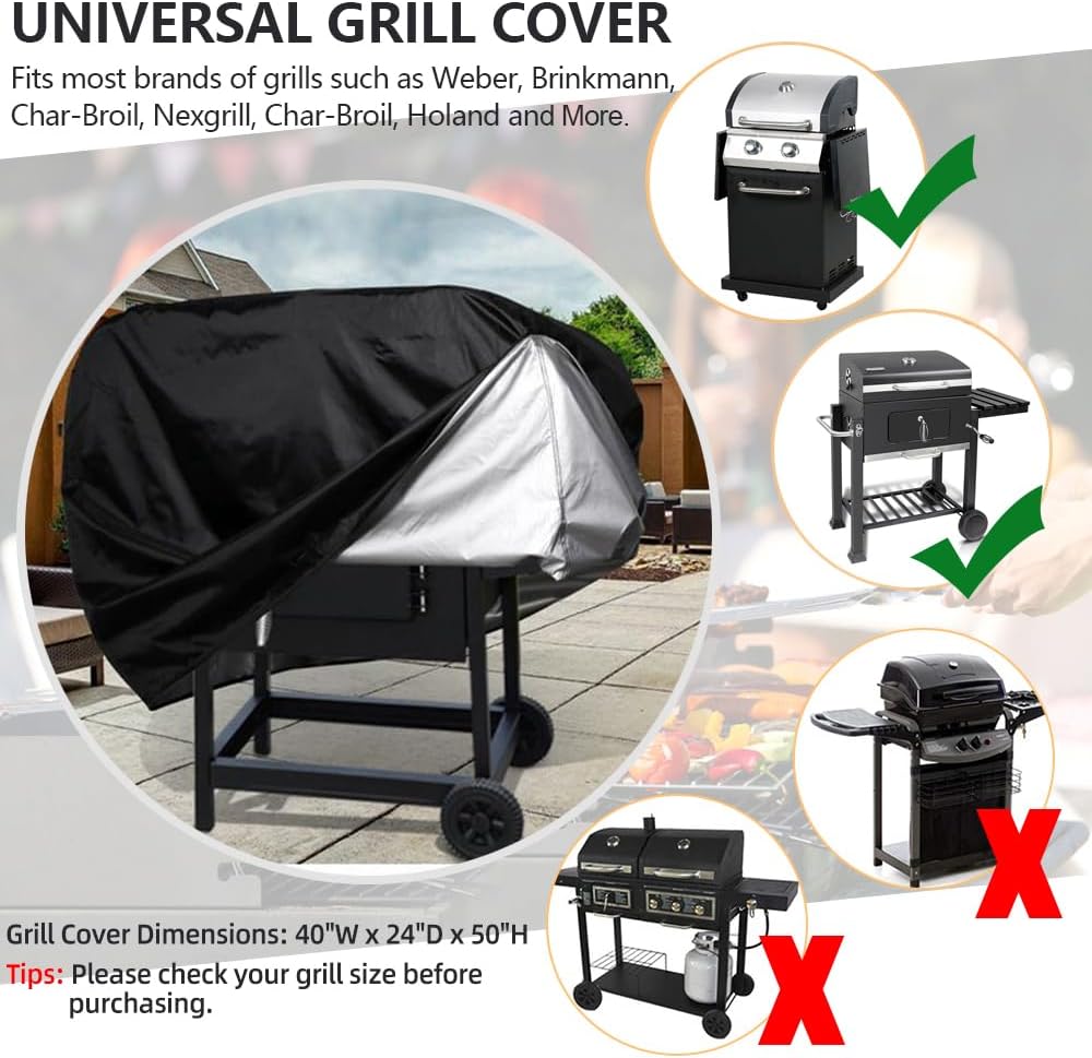 Funda para parrilla, 40 pulgadas, resistente al agua, Oxford, para exteriores, a prueba de polvo, resistente al viento, a los rayos UV, cubierta de