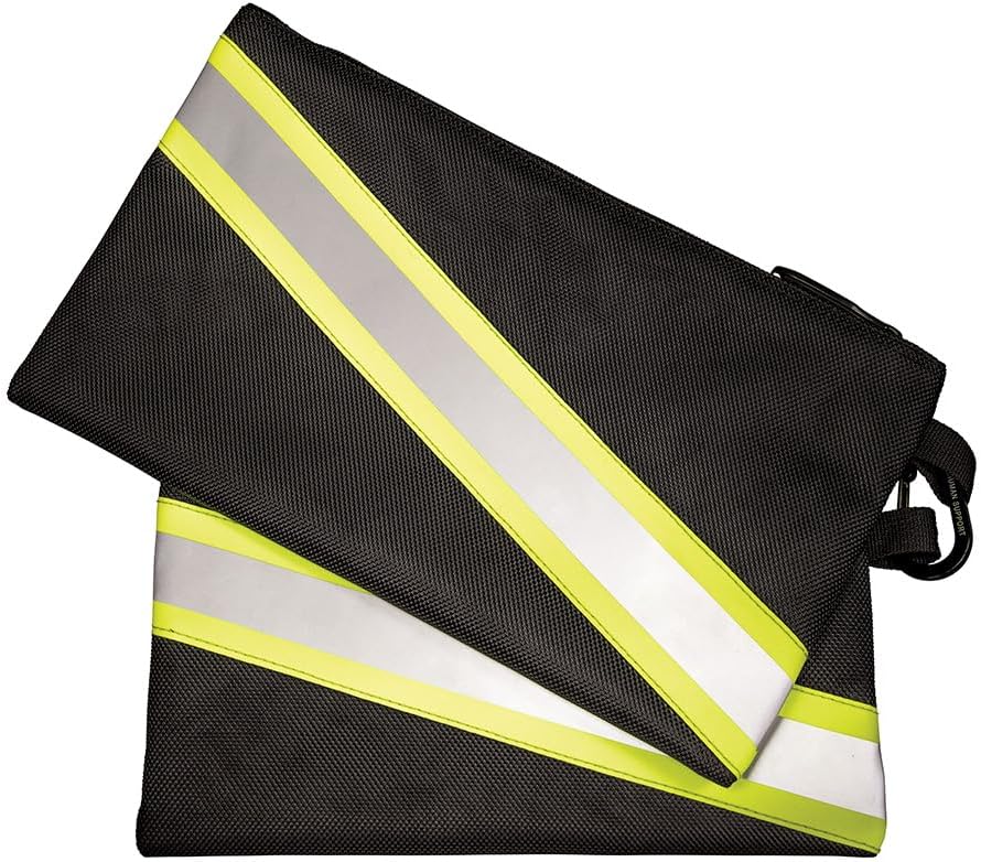 Klein Tools 55599 Bolsas con cremallera, bolsas de herramientas de alta visibilidad, tejido balístico 1680d resistente, negro, gris reflectante,