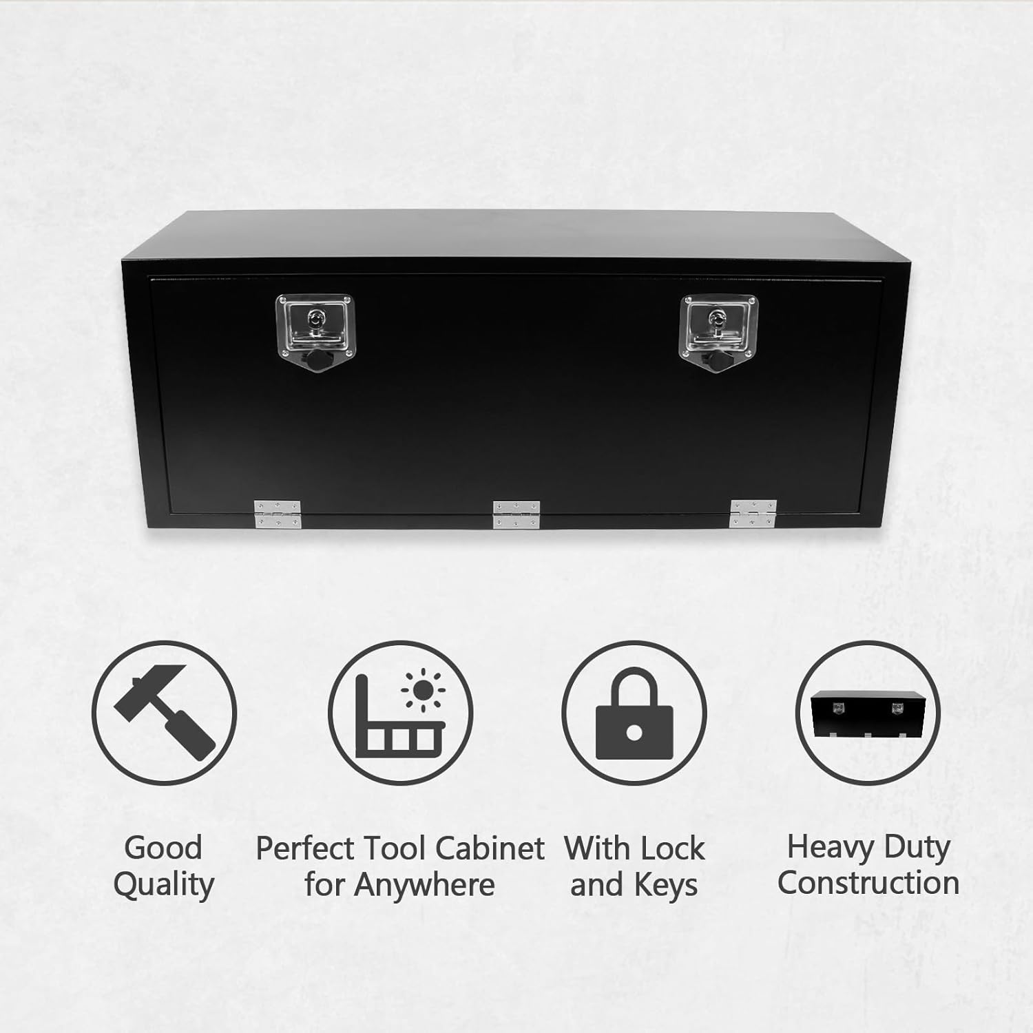 Caja de herramientas de acero negro de 48 pulgadas, para camión, automóvil, remolque, recogida en exteriores, caja de herramientas debajo de la