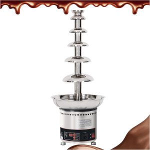 Fondue de fuente de chocolate grande, acero inoxidable 304, máquina de fuente de fondue de chocolate comercial ideal para fiestas, bodas, 6 pisos Fondue de fuente de chocolate grande, acero inoxidable 304, máquina de fuente de fondue de chocolate comercial ideal para fiestas, bodas, 6 pisos