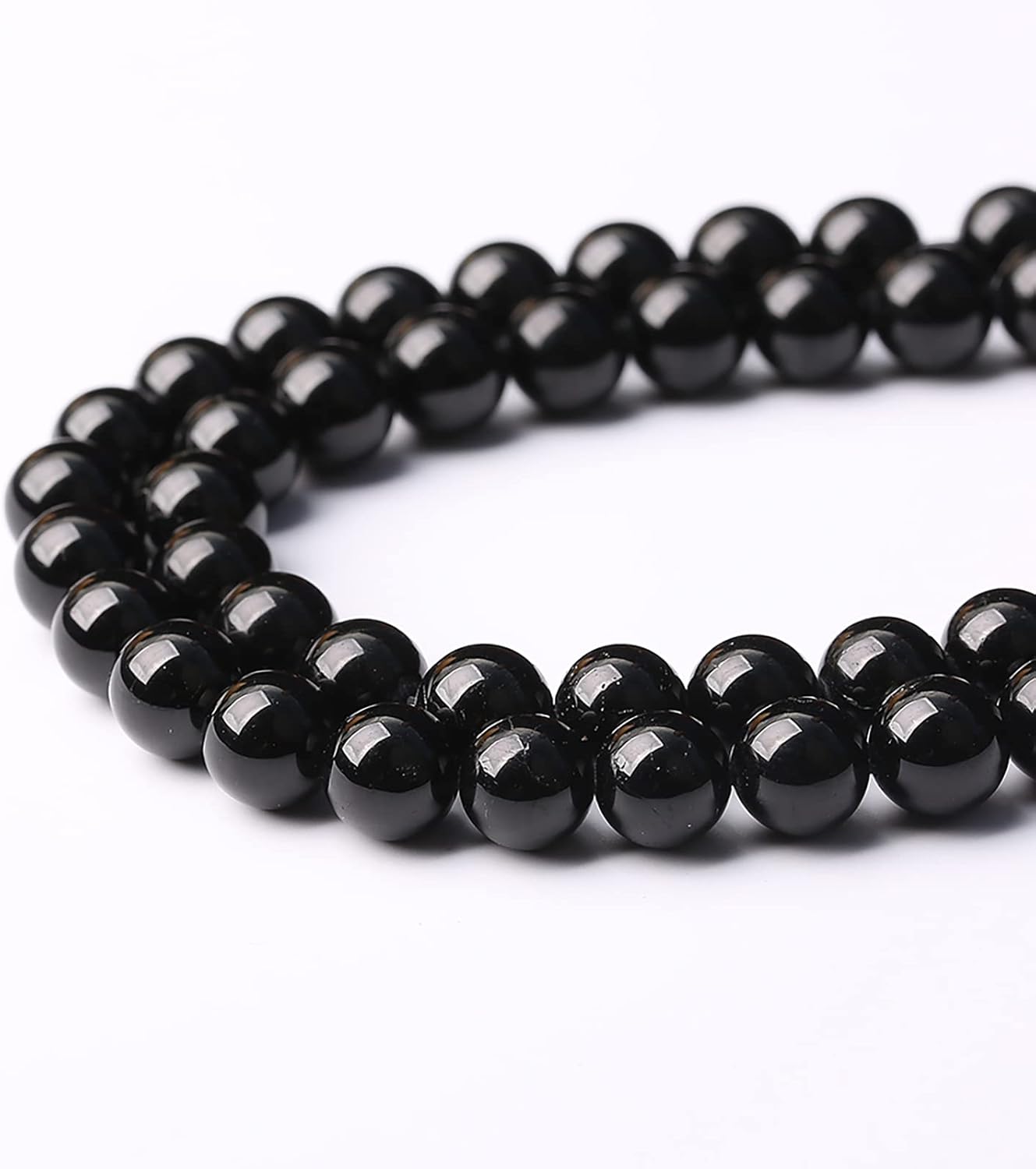 38 cuentas de piedras preciosas de turmalina negra natural AAAA de 0.394 pulgadas (0.394 in), cuentas redondas sueltas para hacer joyas, pulseras y