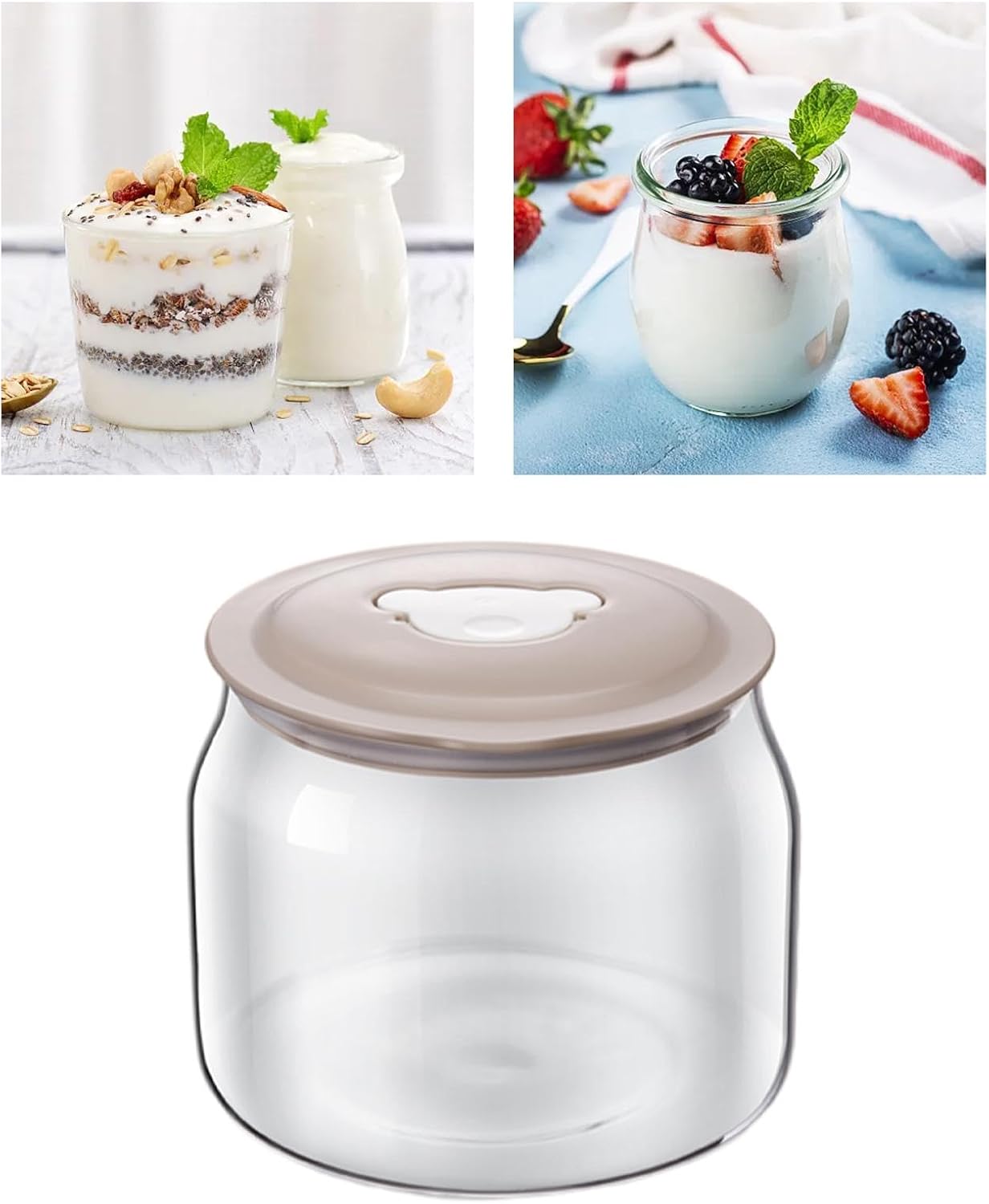 KLKCMS Separador de suero de leche de nueces, filtro de yogur griego, filtro de yogur para yogur pequeño postre mermeladas caseras, botella con tapa