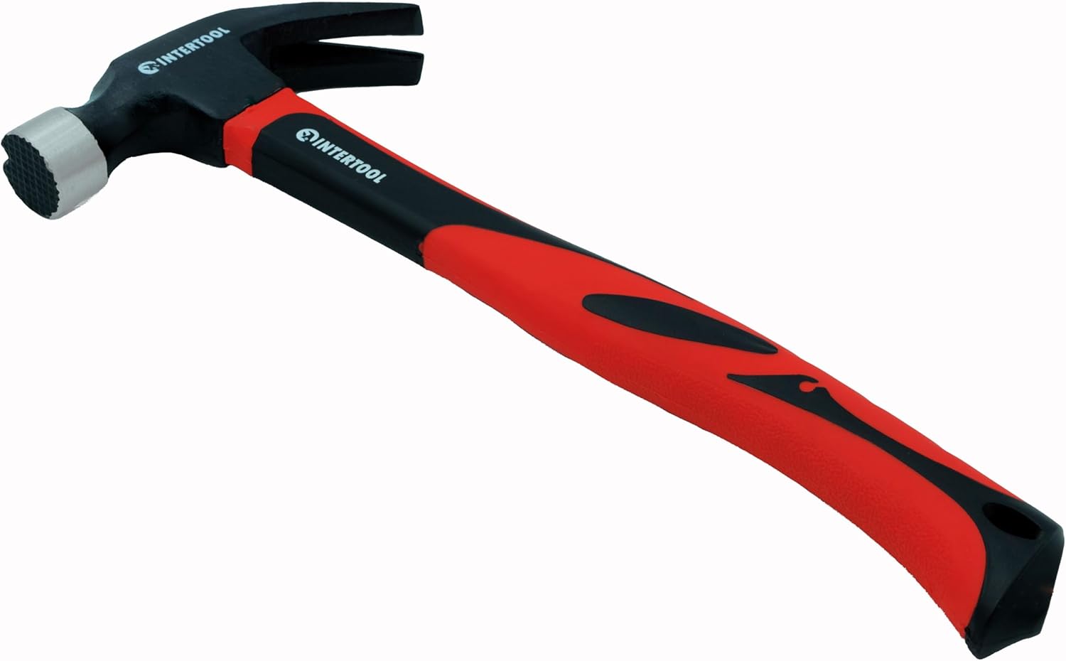 INTERTOOL Martillo de garra, 16 oz, cara fresada, mango de absorción de impactos de fibra de vidrio, 1 libra, arrancador de uñas magnético,