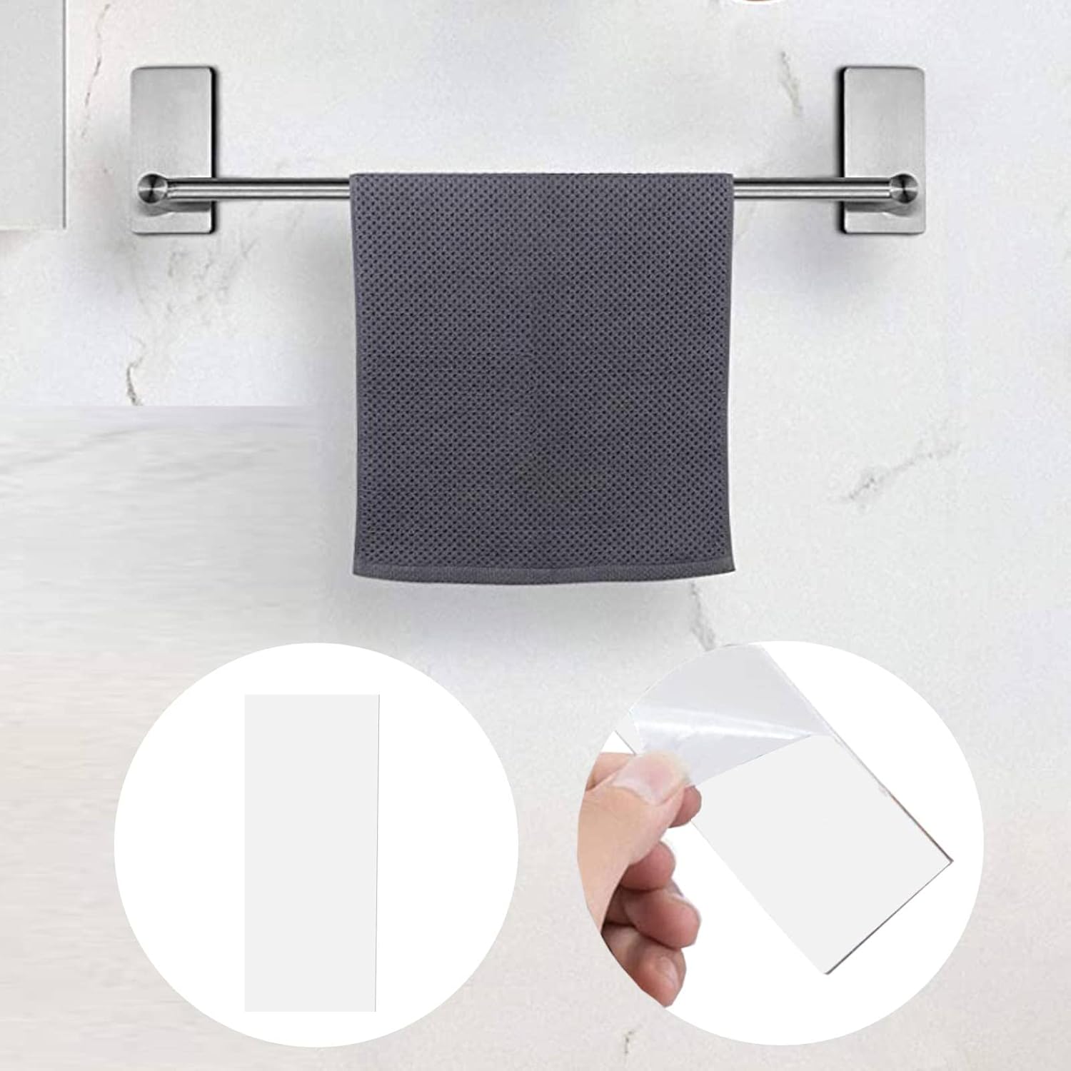 Tiras autoadhesivas, tiras adhesivas de repuesto compatibles con barra de toalla autoadhesiva, toallero de baño, 3.35 x 1.57 pulgadas (paquete de 4)