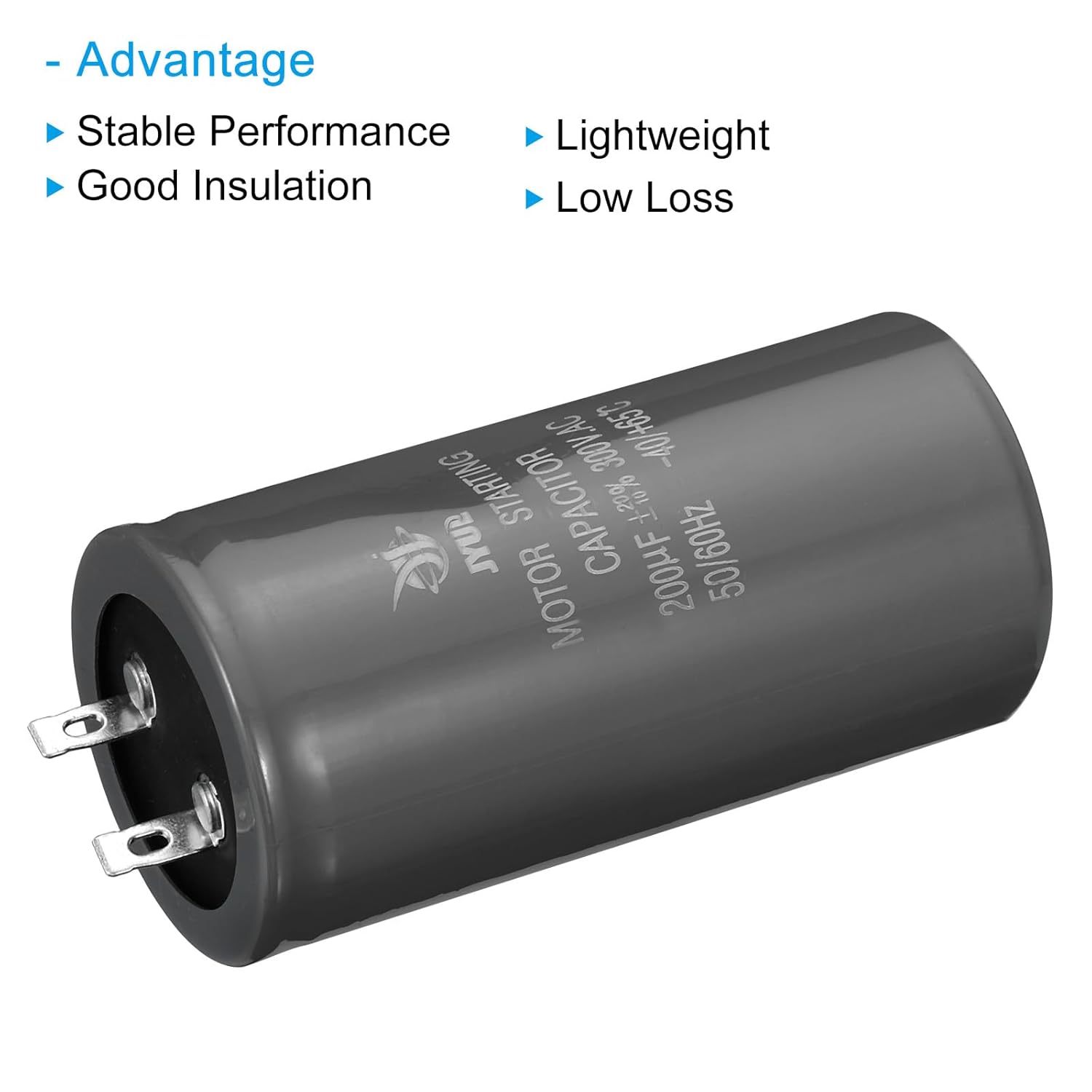 PATIKIL Condensador de arranque del motor, 2 unidades 200uf 300V 5060Hz CD60 condensador de arranque para aire acondicionado, motor eléctrico