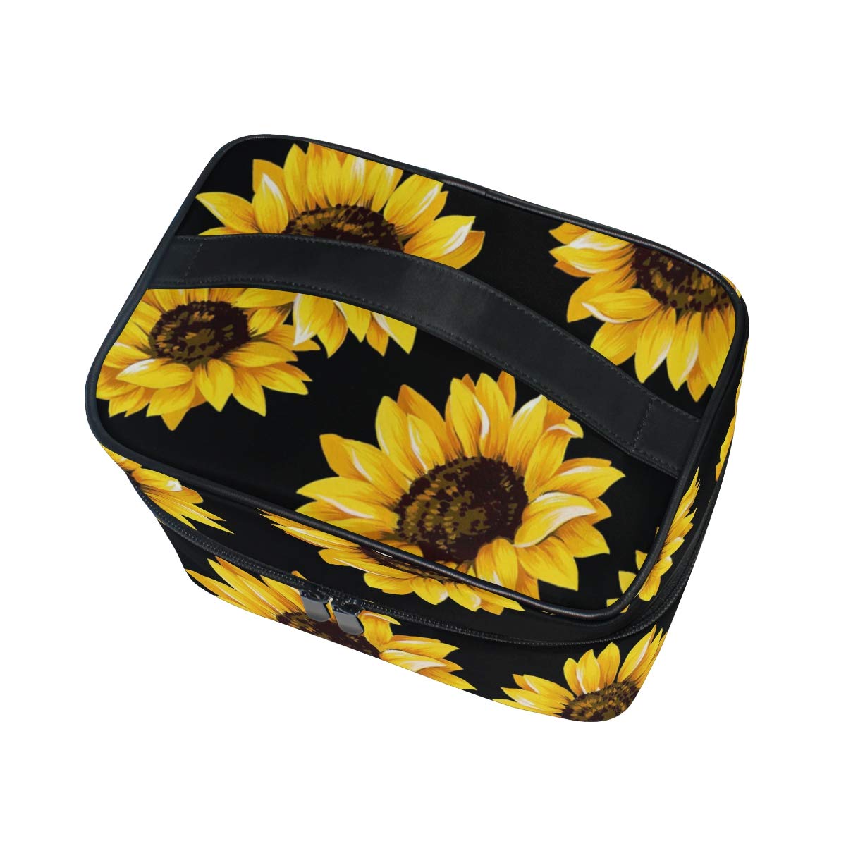 Baofu Bolsa de cosméticos de viaje con girasol, bolsa de aseo grande, portátil, multifuncional, bolsa organizadora de maquillaje con bolsa