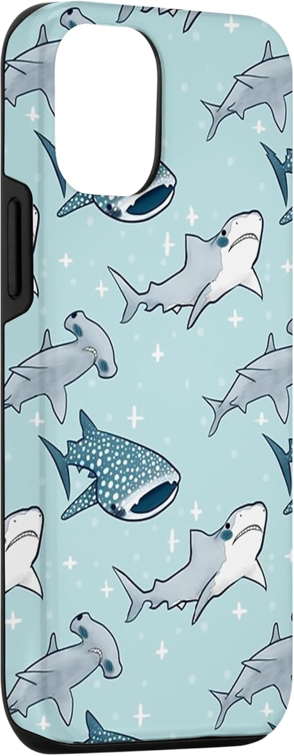 Funda para iPhone 1212 Pro Whale Blue Shark Pattern Case Cute Ocean Sea Life Animal