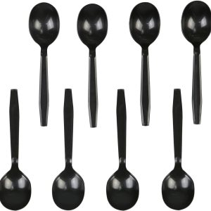 HeavyWeight – Cubiertos de plástico desechables (cucharas de sopa, color negro, 100) HeavyWeight – Cubiertos de plástico desechables (cucharas de sopa, color negro, 100)