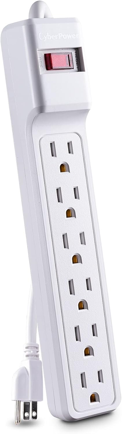 CyberPower CSB606W – Protector de sobretensiones esencial, 900J125V, 6 tomas, cable de alimentación de 6 pies