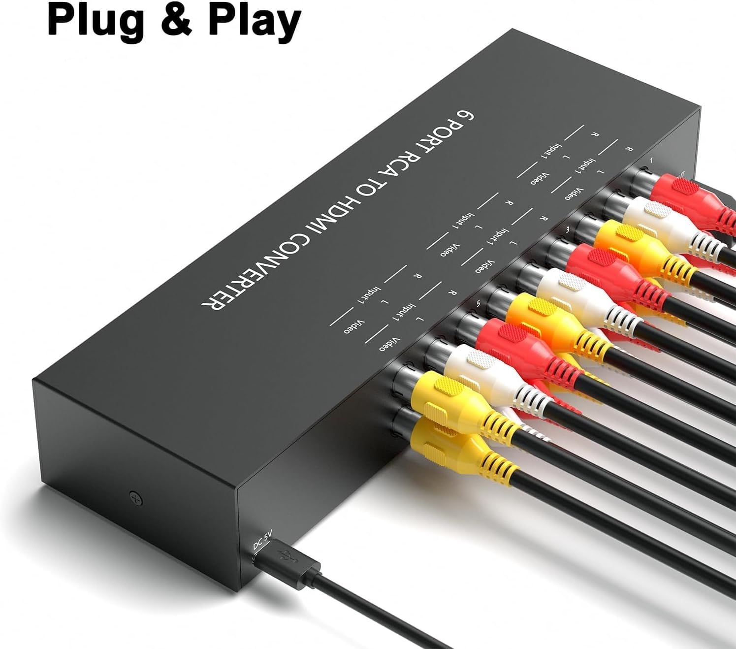 Y.D.F 6 puertos RCA a HDMI Convertidor 6 vías RCA compuesto CVBS AV interruptor a HDMI convertidor adaptador soporte 43169 conmutación para Sega