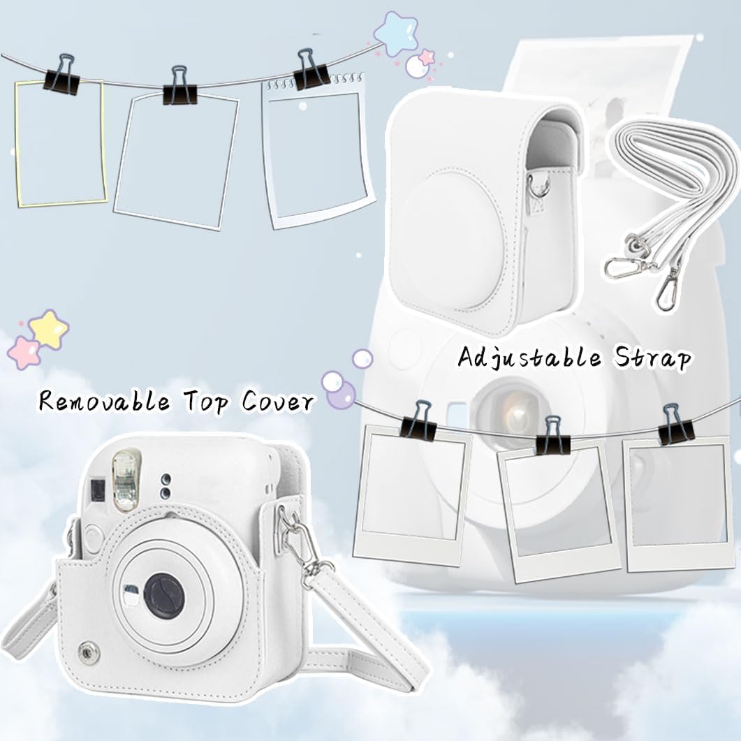 Gugxiom Funda para cámara Fuji Cheki Film Mini 12, funda Cheki de piel sintética con correa para el hombro, funda de película Cheki Mini 12 Cheki,