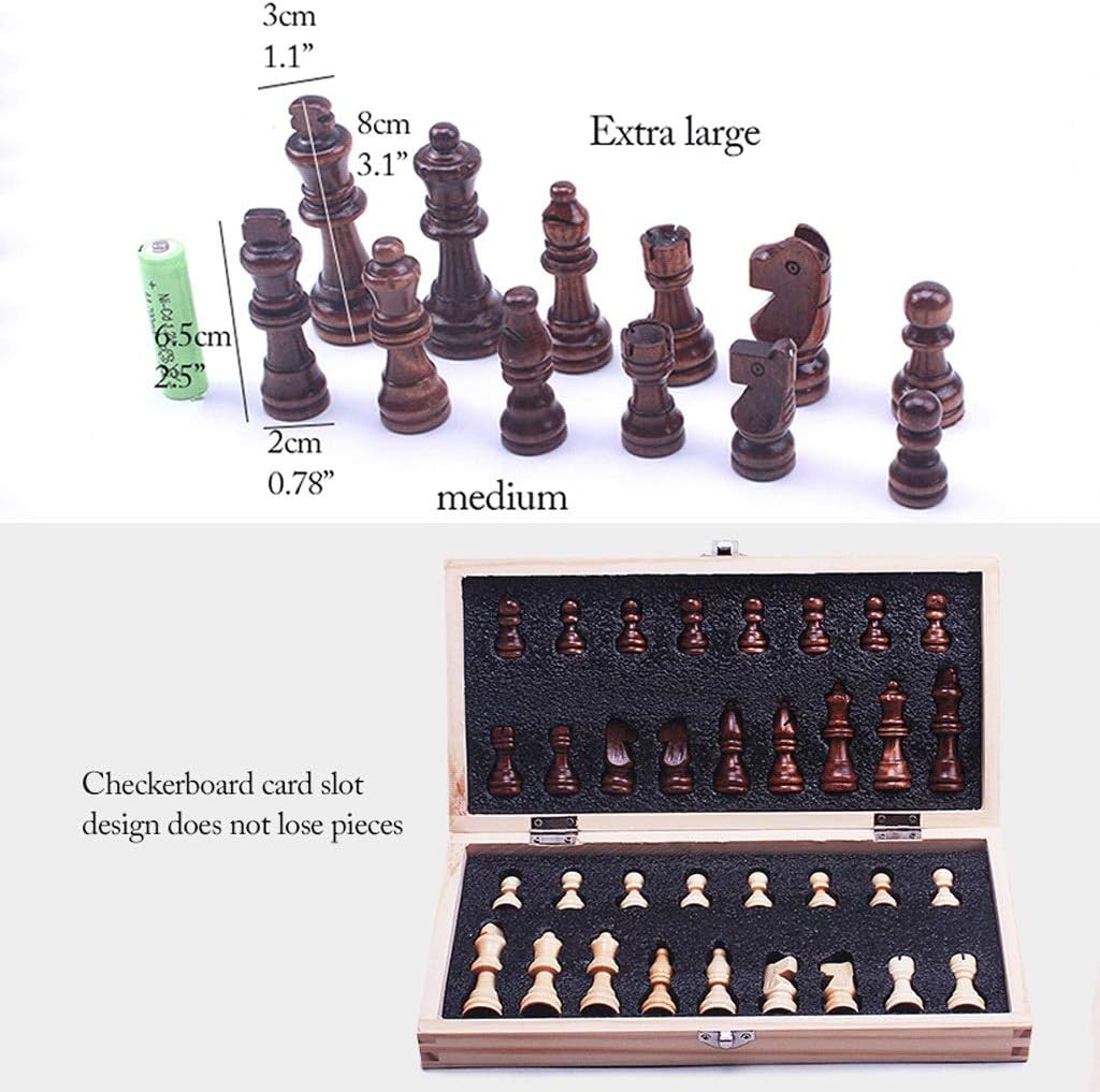 ROLTIN Magnetic Wooden Chess Set Folding Portable Travel Chess Board Game Sets with Game Pieces Storage Slots for Adults and Kids Gift Chess Gifts