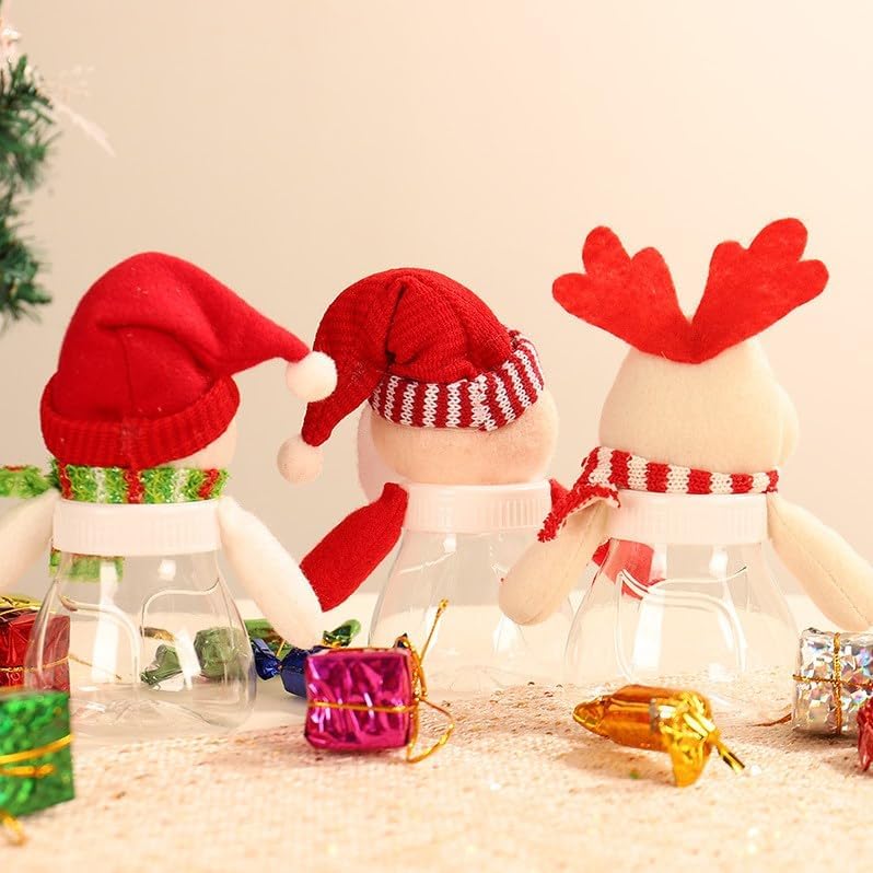 Vaguelly Tarros de caramelo transparentes, regalos de Navidad, plato de dulces de Navidad, tarro de regalo de Navidad, caja de almacenamiento de