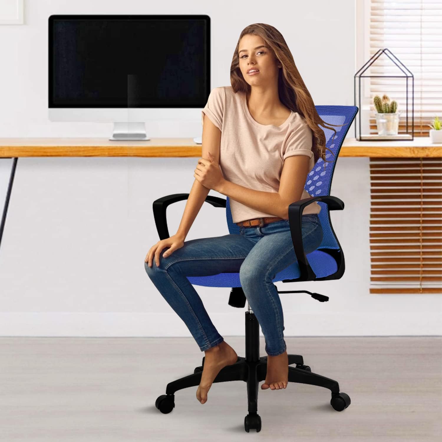 Silla ergonómica de oficina, silla de escritorio de malla para computadora, silla de oficina en casa con soporte lumbar, reposabrazos moderna