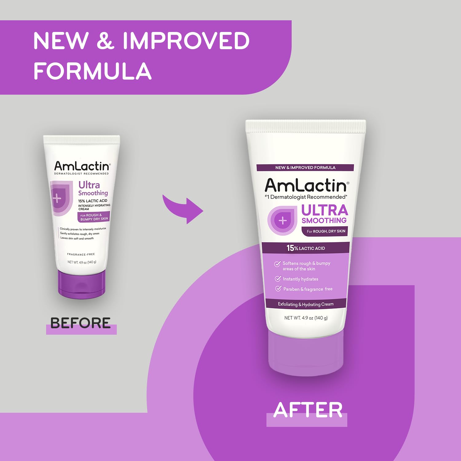 AmLactin Crema reafirmante de crepé, crema corporal de 12 onzas con 15% de ácido láctico, exfoliante e hidratante para crepey, piel seca y ultra
