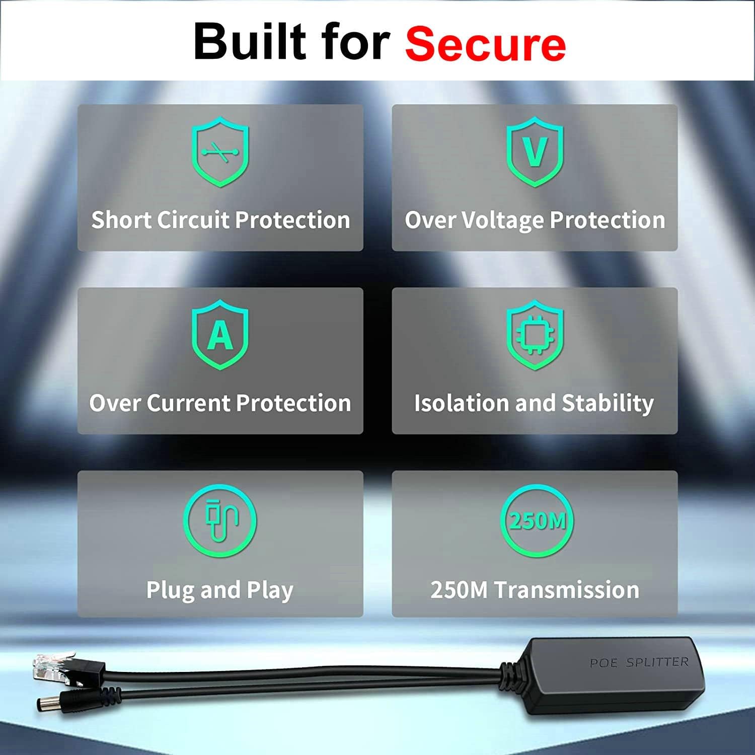 Paquete de 2 divisores PoE, adaptador PoE activo a 12V, PoE a 0.083 in DC, con compatible con IEEE 802.3afat (actualizado con chipset de EE.