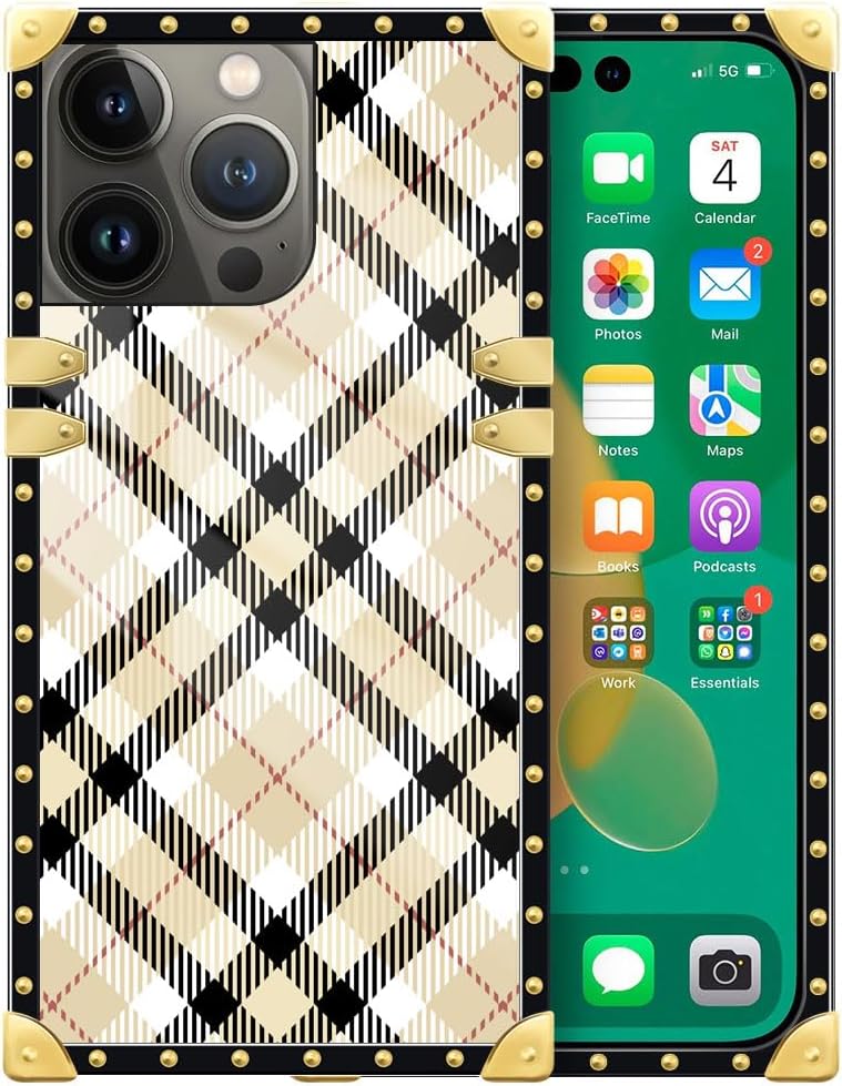 DAIZAG Funda compatible con iPhone 15 Pro Max, fundas de rayas de color blanco arroz 15 Pro Max para niñas, esquinas cuadradas protegidas