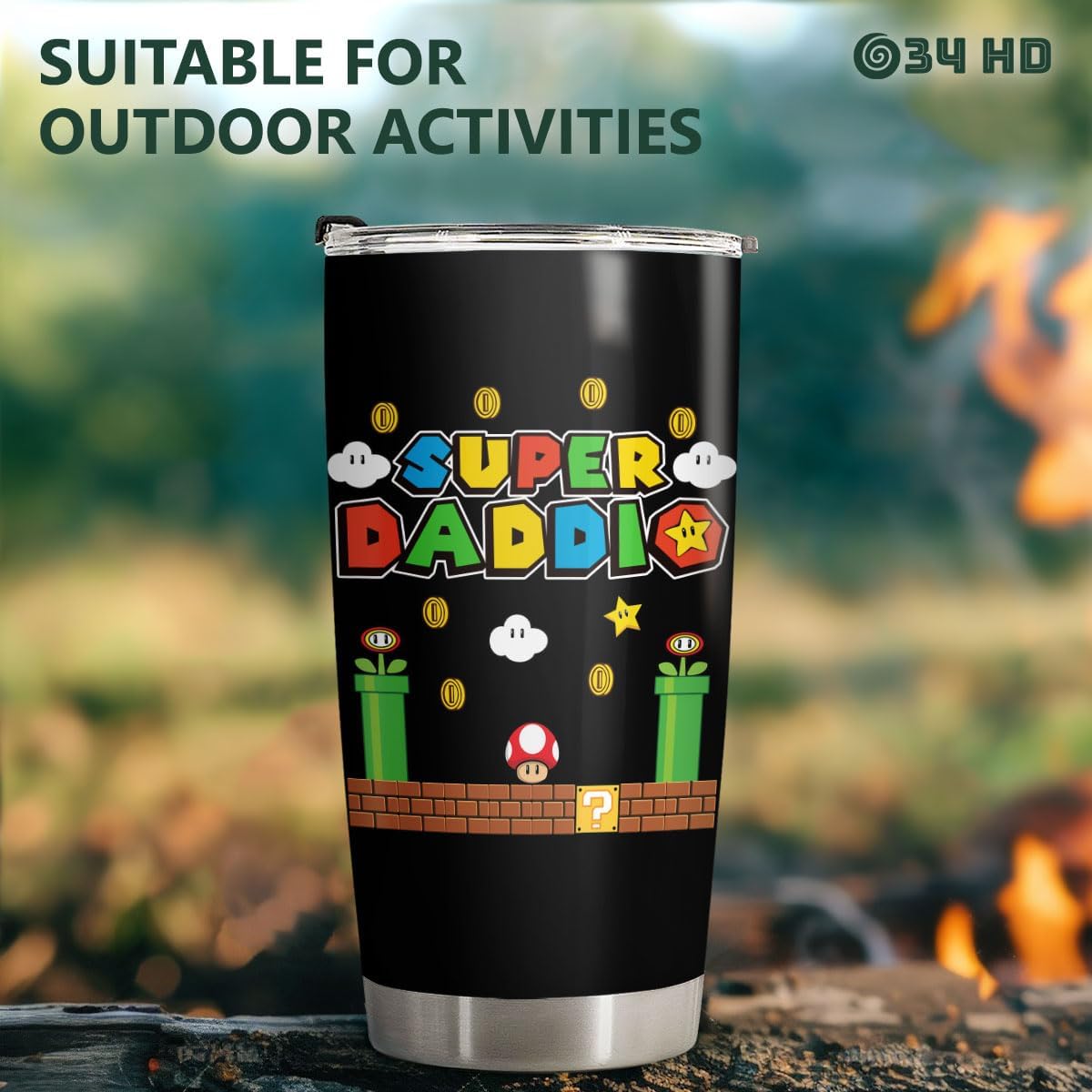34HD Regalos para papá, vaso con tapa de acero inoxidable, taza de café de viaje para papá, taza para beber para papá, regalos del día del padre